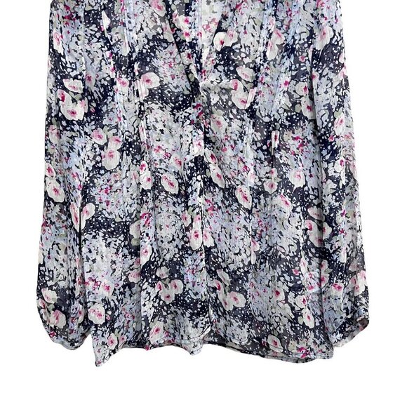 Joie Womens Multicolor Floral Long Sleeve Split Neck Pleated Blouse Top Size XS - Picture 7 of 12